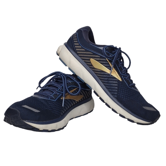 Brooks Ghost 12 Blue Gold Running Active Men's Athletic Shoes - Picture 1 of 15